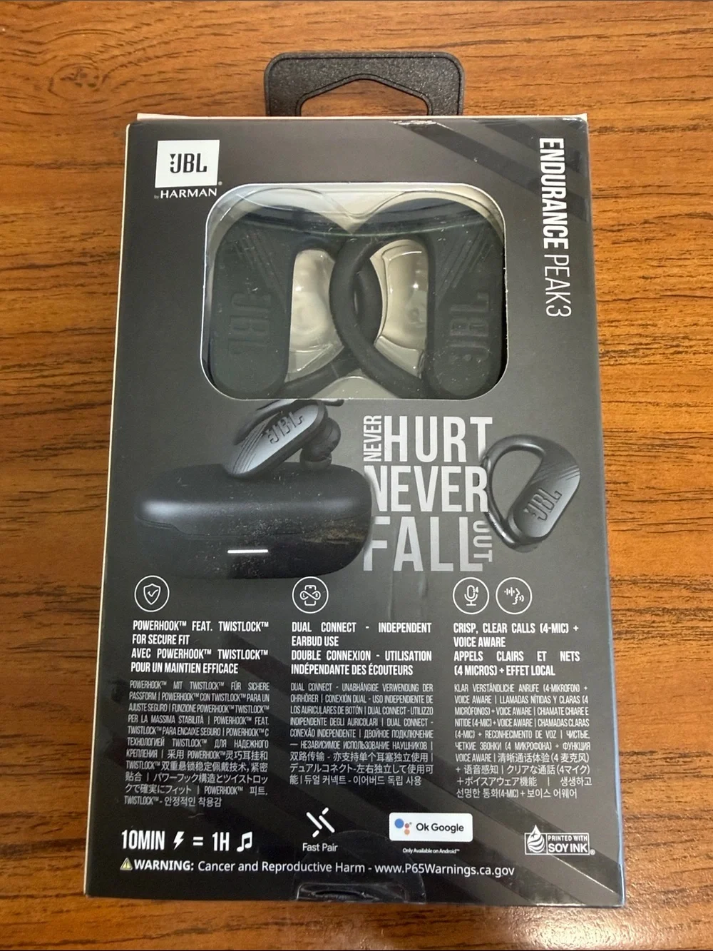 JBL Endurance Peak 3 Black Wireless Earbuds with Ear-Hook Design
